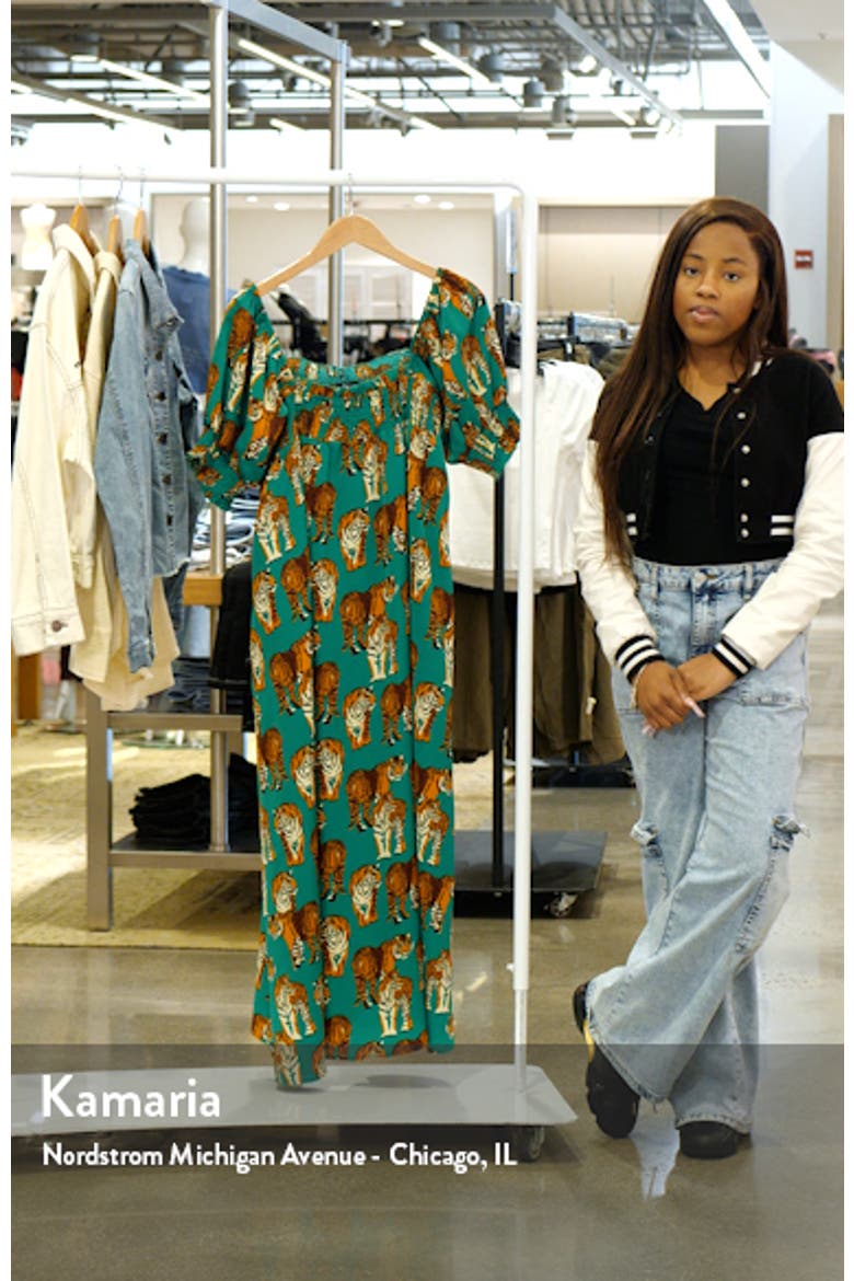 Tiger Print Smocked Maxi Dress video