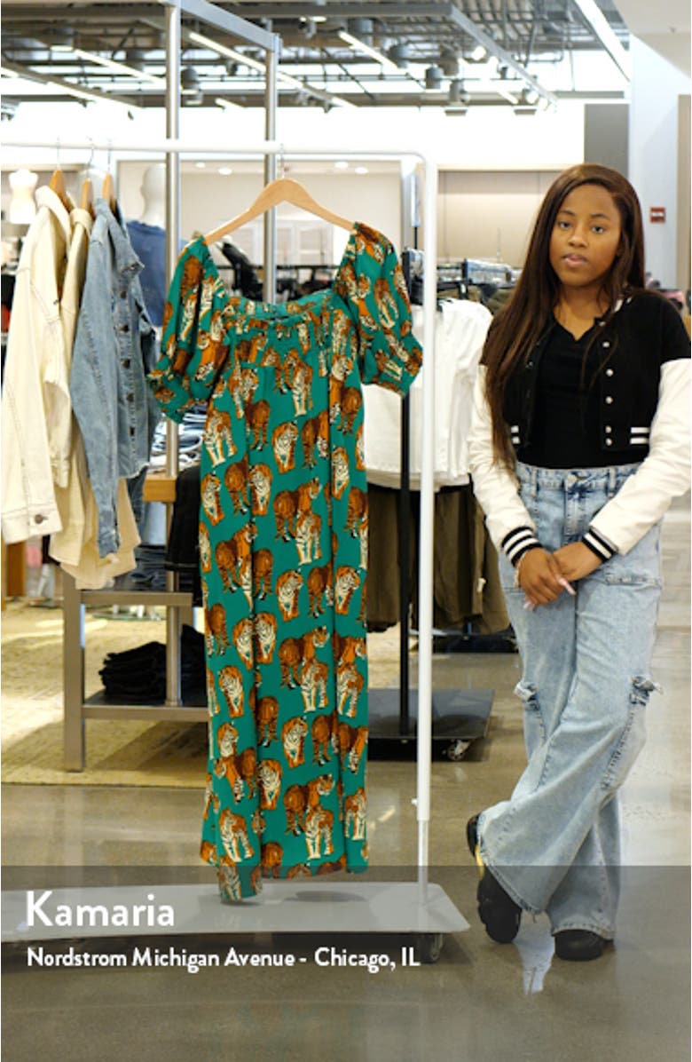 Tiger Print Smocked Maxi Dress, sales video thumbnail