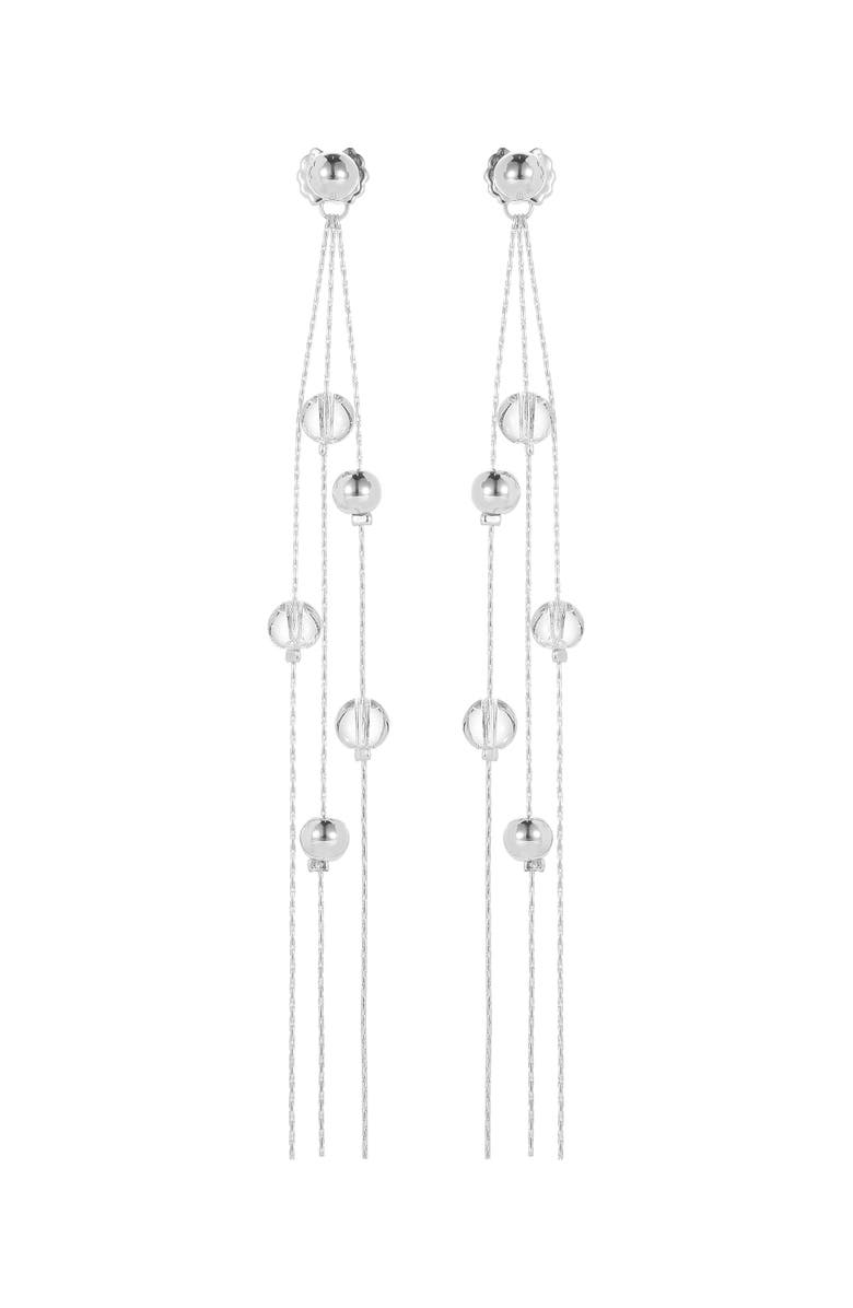 Classicharms FrostLily Mini Clear Crystal and Bead Drop Earrings, Main, color, Silver