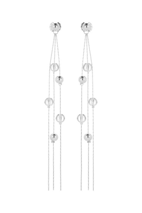 FrostLily Mini Clear Crystal and Bead Drop Earrings