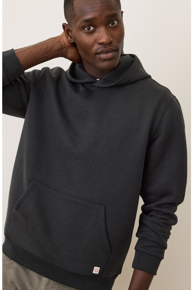 Corbet Vertical Quilted Pullover Hoodie, Alternate, color, JET BLACK