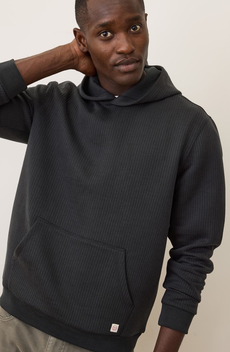 Marine Layer Corbet Vertical Quilted Pullover Hoodie, Alternate, color, Jet Black