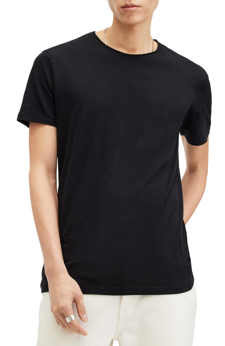 AllSaints Figure Roll Neck Cotton T-Shirt, Alternate, color, Jet Black