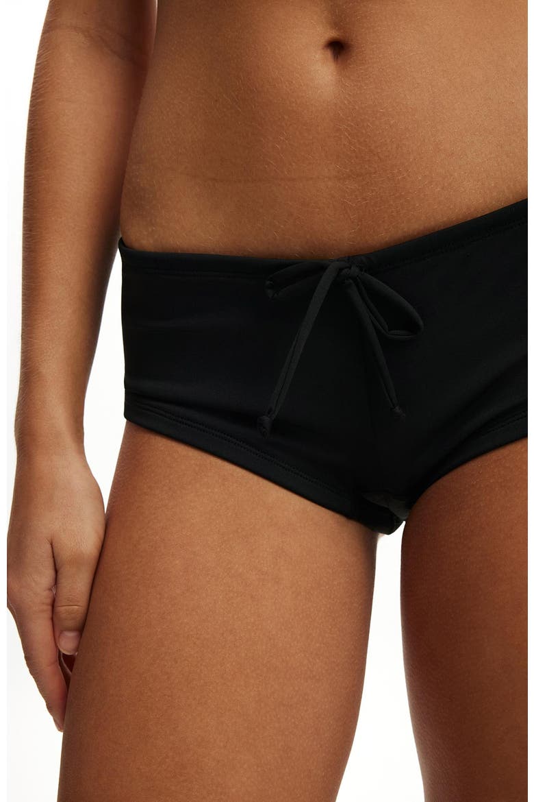 Women's Tie Front Micro Boyshort, Alternate, color, Black
