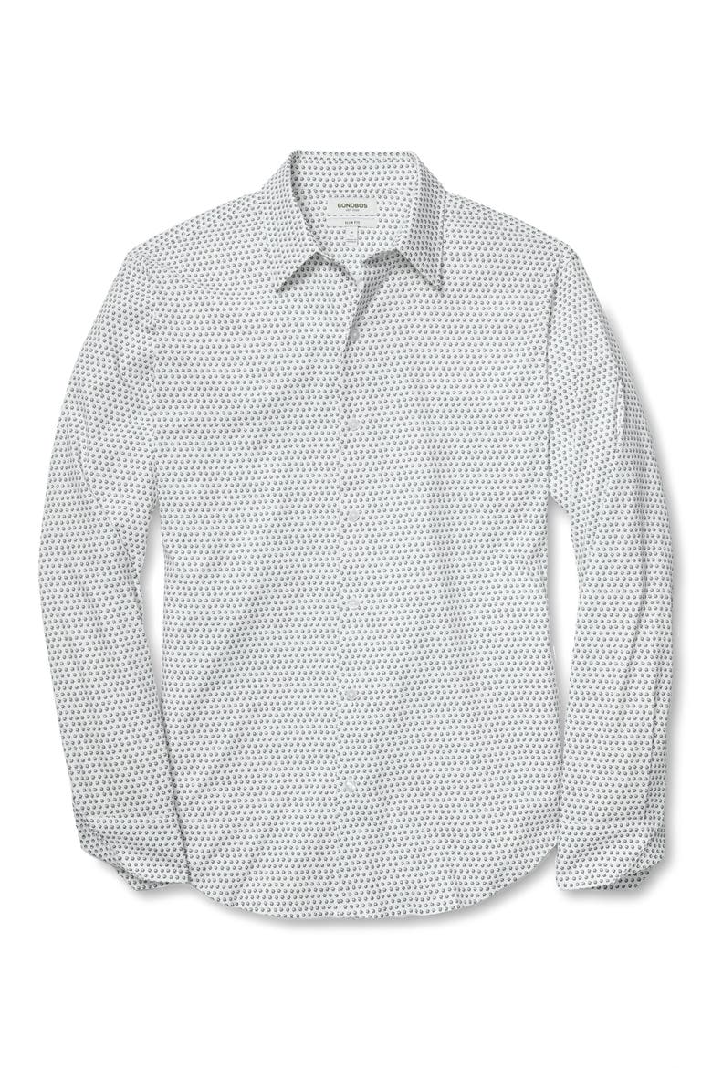 Tech Slim Fit Solid Button-Up Shirt, Alternate, color, WHITE/ GREEN