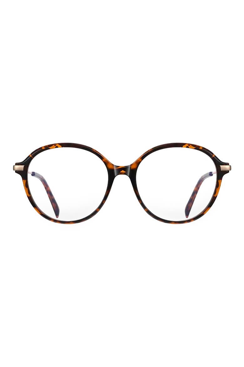 Elsie 53mm Round Blue Light Blocking Glasses, Main, color, TORTE