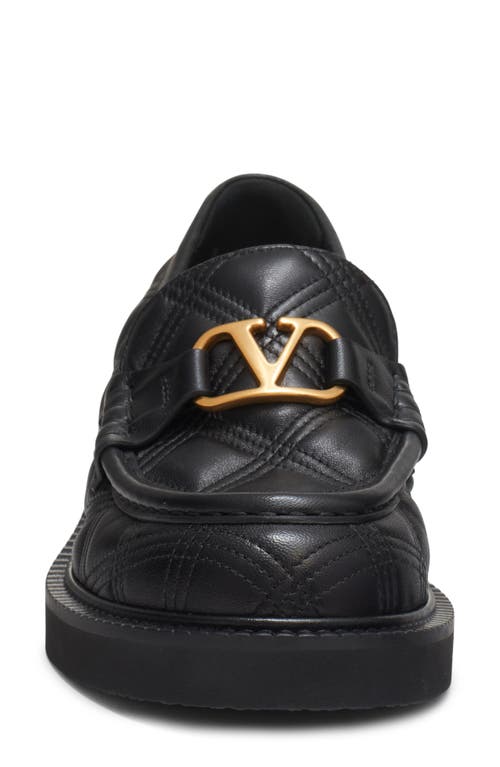 Valentino Black Leather Loafers In Black