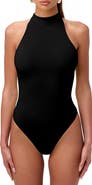 Naked Wardrobe Funnel Neck Racerback Bodysuit