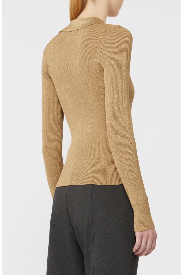 Ondata Metallic Rib Sweater, Alternate, color, LIGHT GOLD