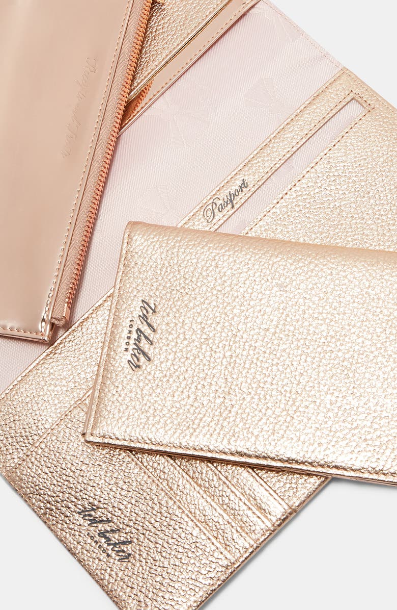 Ted Baker London Kayy Metallic Leather Travel Wallet, Alternate, color, 