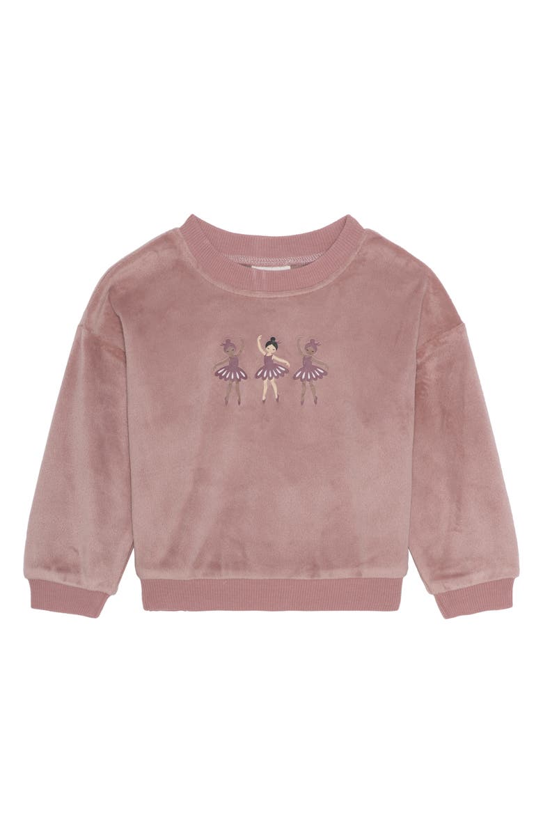 PL Baby by Petit Lem Velour Top, Wide Leg Pants & Headband Set, Alternate, color, Ballet