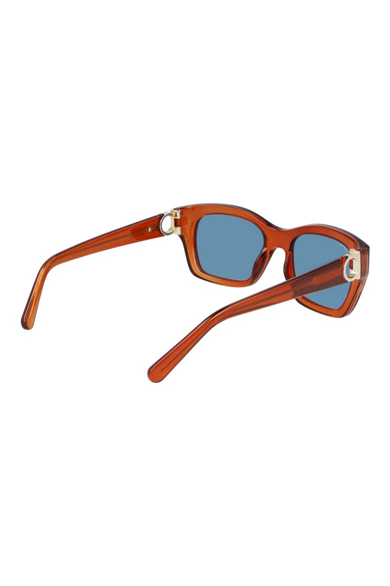 53mm Rectangular Sunglasses, Alternate, color, CRYSTAL CARAMEL/ PETROL
