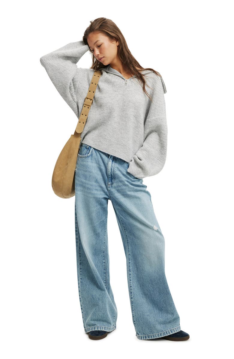 Cotton On Women's Luxe Half Zip Pullover, Alternate, color, Grey Marle