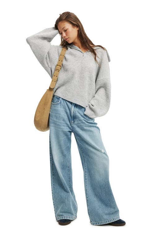 Cotton On Luxe Half Zip Pullover In Gray