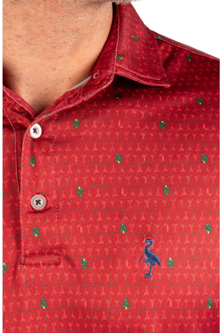 Holiday Martini Glass Performance Polo, Alternate, color, RED