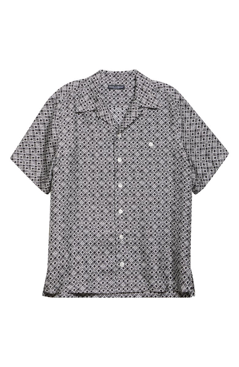 Dolce&Gabbana Logo Jacquard Silk Camp Shirt, Alternate, color, Cravatteria Nero