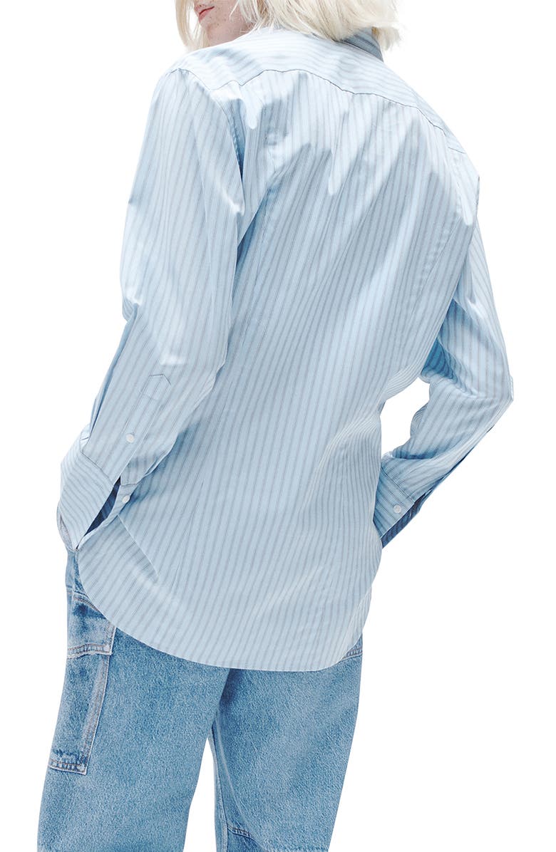 rag & bone Indiana Stripe Poplin Button-Up Shirt, Alternate, color, Coolblustr