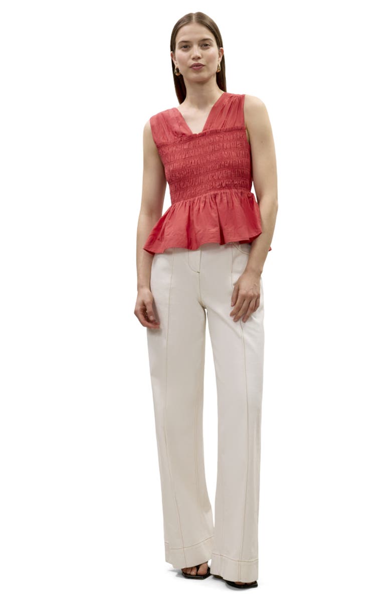 Rebecca Taylor Merrick Silk Cotton Top, Alternate, color, Scarlet