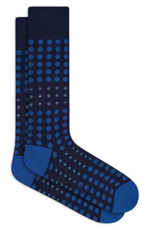 Polka Dot Mercerized Cotton Blend Dress Socks