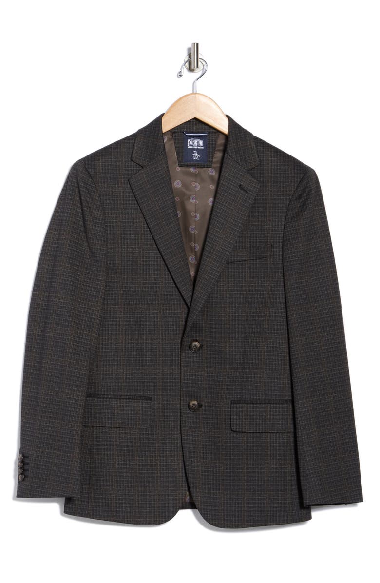 Original Penguin Two Button Notch Lapel Sport Coat, Alternate, color, Navy Brown