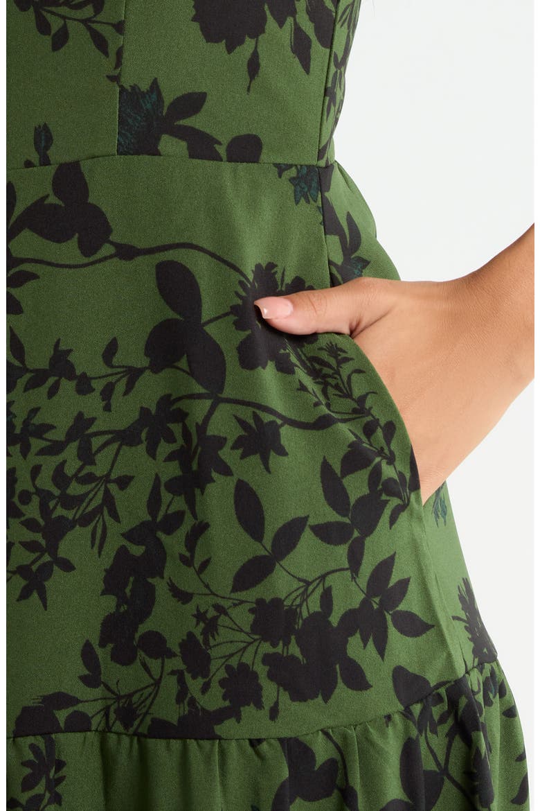 Tindrie Floral Alvis Tiered Maxi Dress, Alternate, color, OLIVE-BLACK