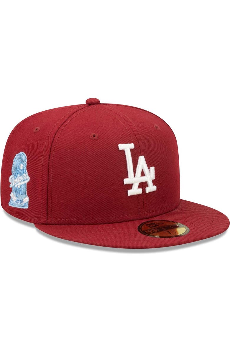 New Era Men's New Era Cardinal Los Angeles Dodgers 2020 World Series Air Force Blue Undervisor 59FIFTY Fitted Hat, Main, color,