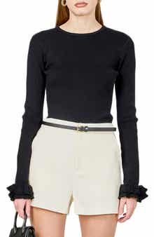 Ruffle Cuff Knit Top