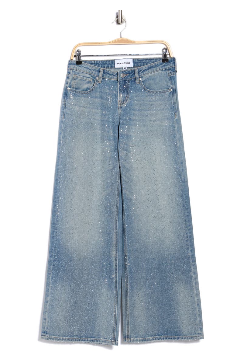 Rhinestone Low Rise Wide Leg Jeans, Alternate, color, MEDIUM VINTAGE WASH