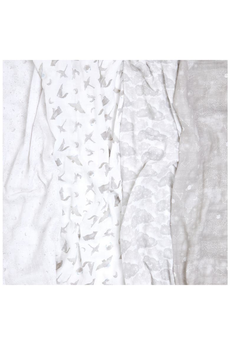 4-Pack Classic Swaddling Cloths, Alternate, color, MAP THE STARS GREY