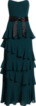 Lulus Amalia Strapless Ruffle Tiered Gown