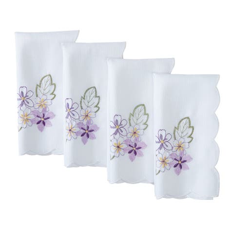 Spring Hydrangea Cutwork Napkin Set Of 4 Multicolor - 17"w X 17"l