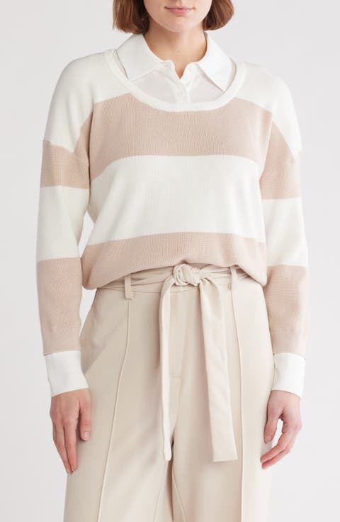 Stripe Mixed Media Sweater