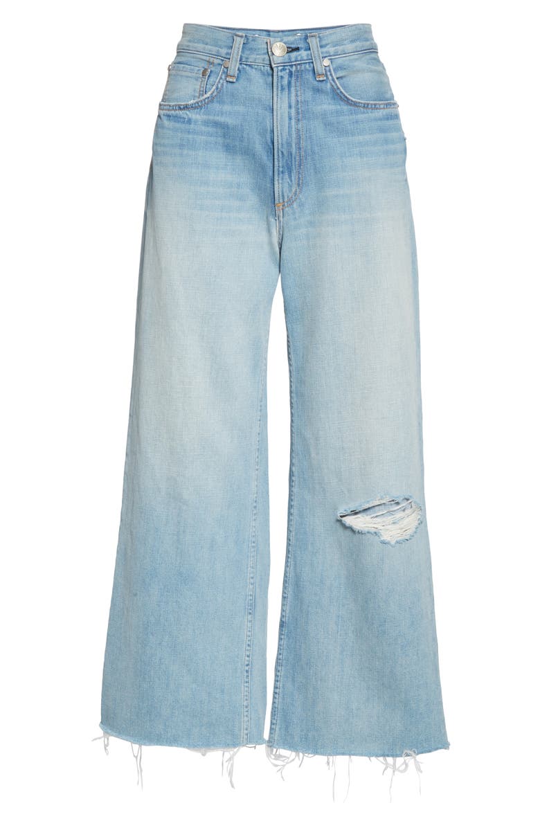 rag & bone Ruth Ripped Super High Waist Ankle Wide Leg Jeans, Alternate, color,