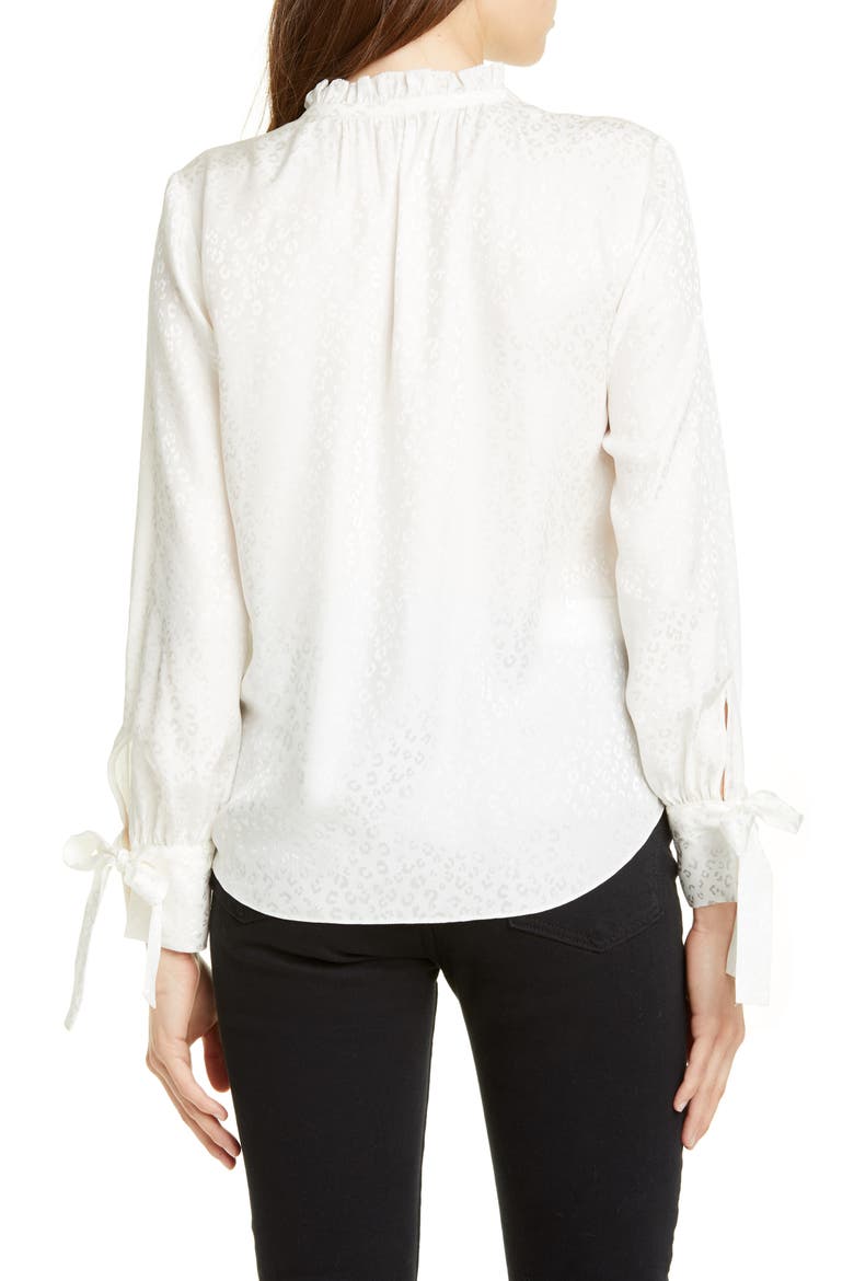 Cheetah Silk Jacquard Blouse, Alternate, color, SNOW