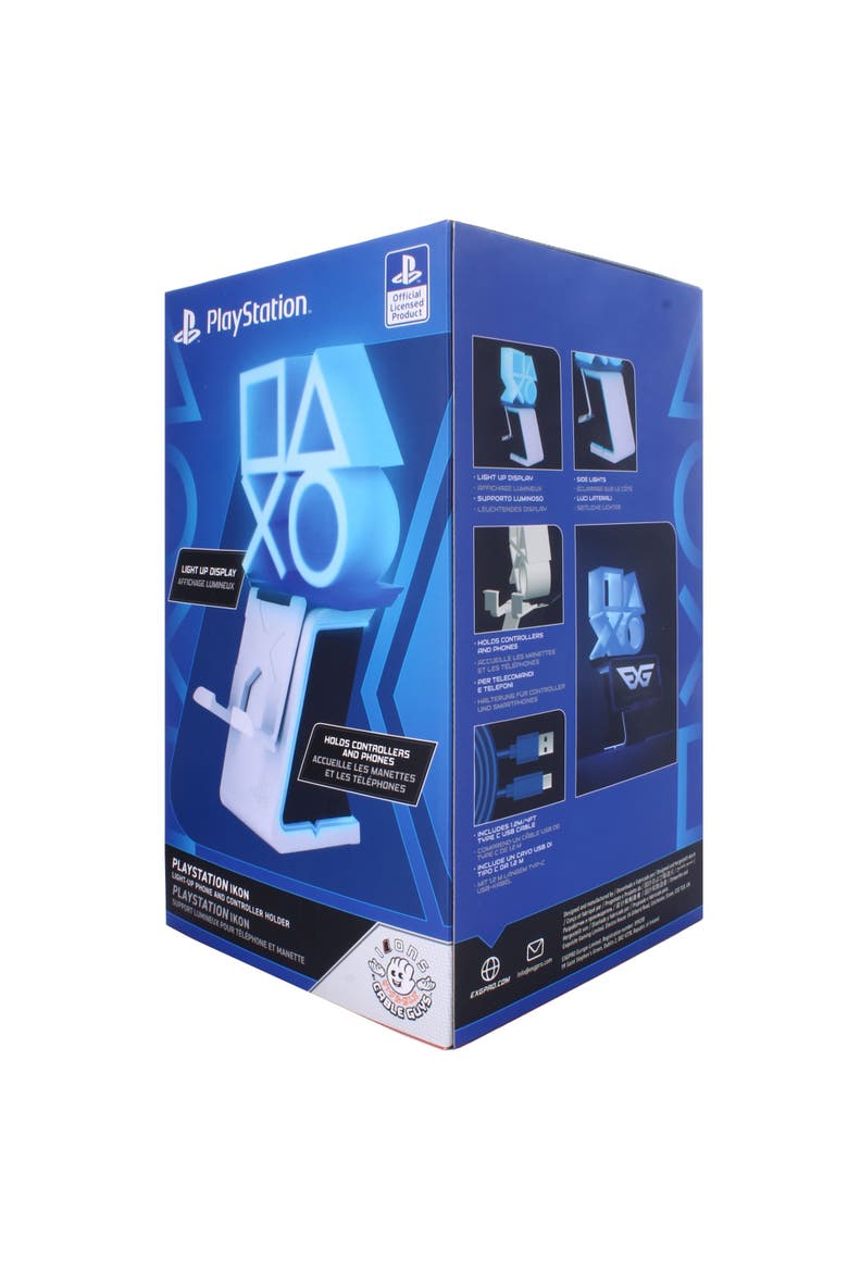 Cable Guys Led Ikons Playstation Logo Charging Phone & Controller Holder, Alternate, color, Multicolored