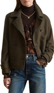 Lauren Ralph Lauren Double Breasted Wool Blend Crop Coat