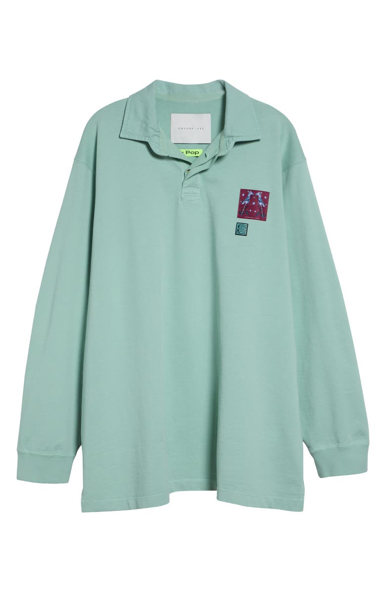 CONNER IVES Neon Organic Cotton Rugby Shirt, Main, color, Seafoam