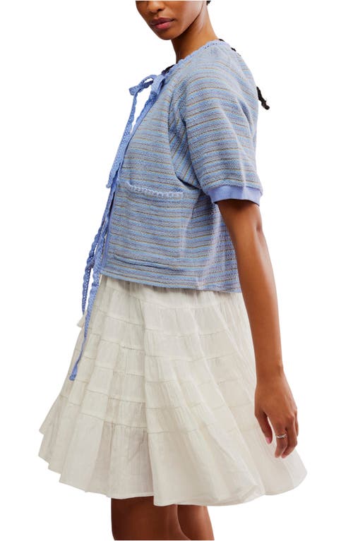 Free People Tropic Stripe Cotton Tie Front Top In Blue