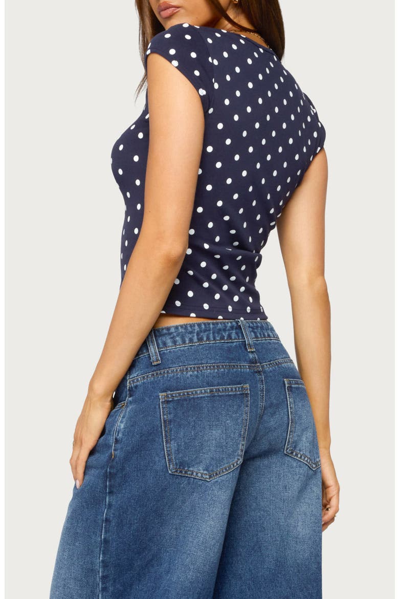 Mookie Polka Dot Square Neck Tee, Alternate, color, NAVY-AND-WHITE