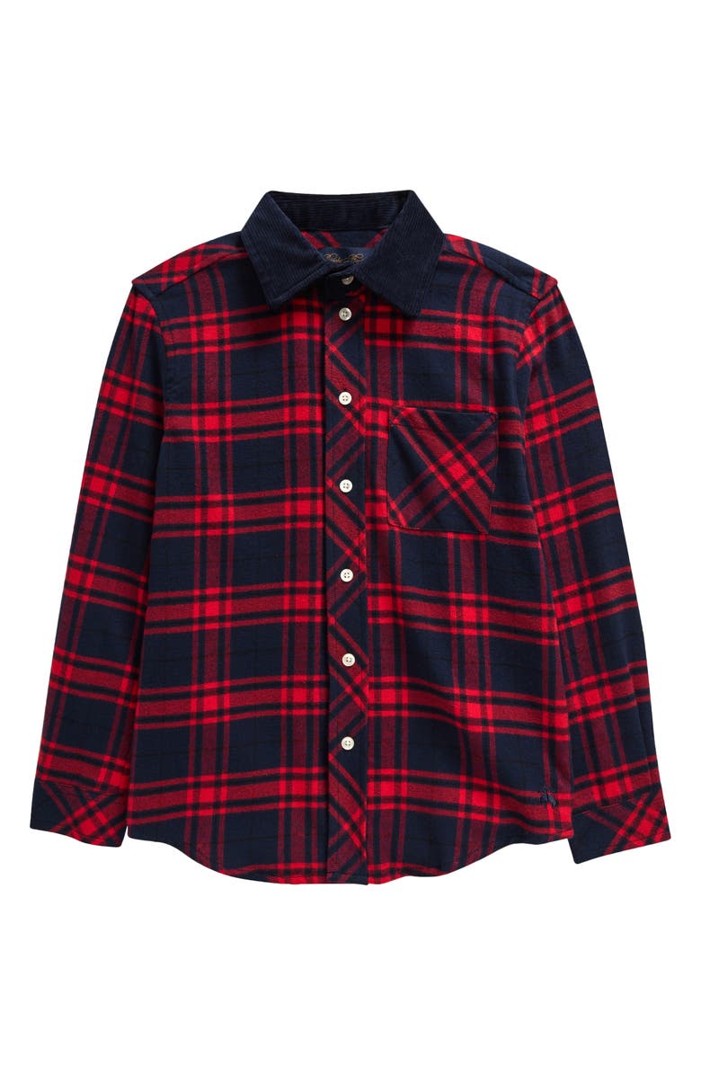 Brooks Brothers Kids' Cotton Flannel Button-Up Shirt, Main, color, 