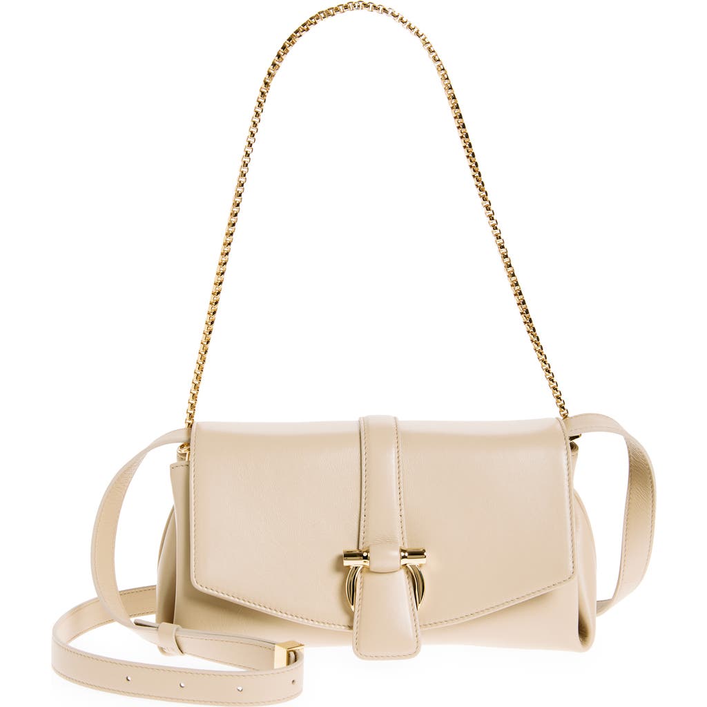 Shop Ferragamo Mini New Line Shoulder Bag In Stone