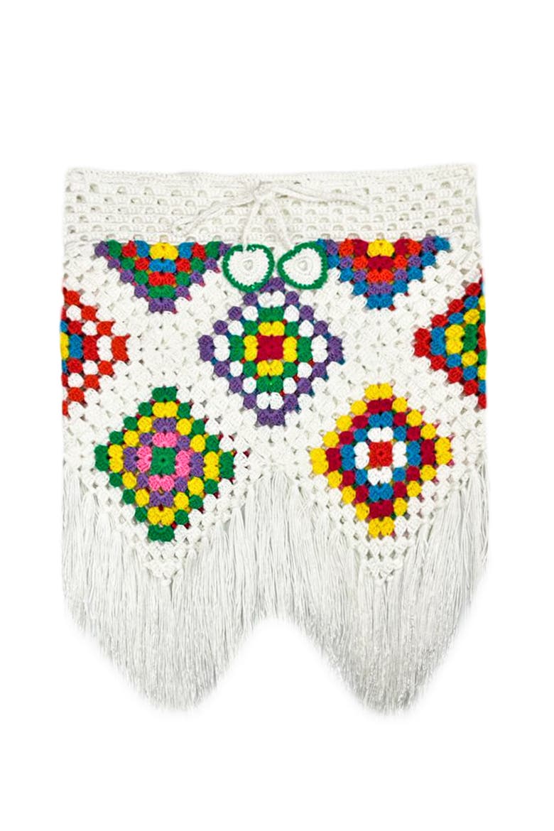 Kids' Colorful Shapes Hand-Crochet Skirt-Cover Up, Main, color, White
