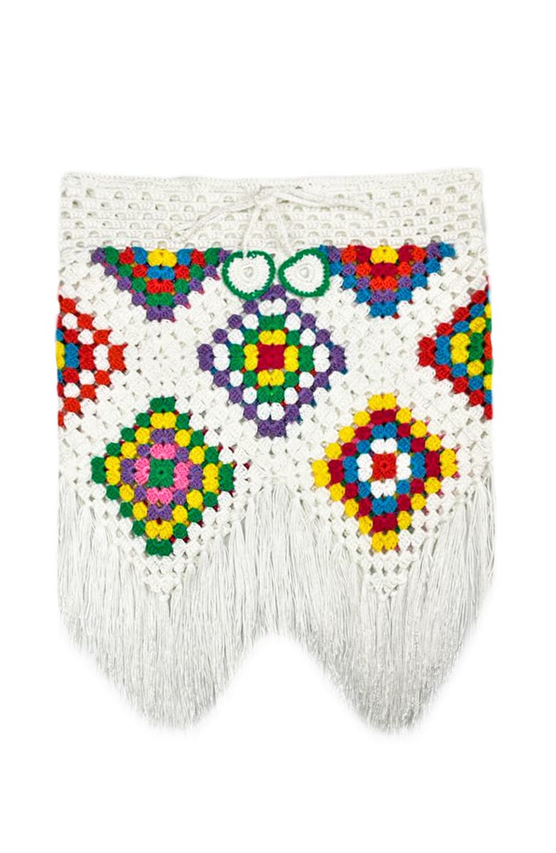 NESSI BYRD Kids' Colorful Shapes Hand-Crochet Skirt-Cover Up, Main, color, White
