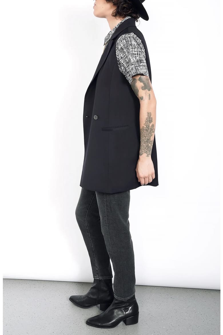 The Empower Double Breasted Vest, Alternate, color, BLACK