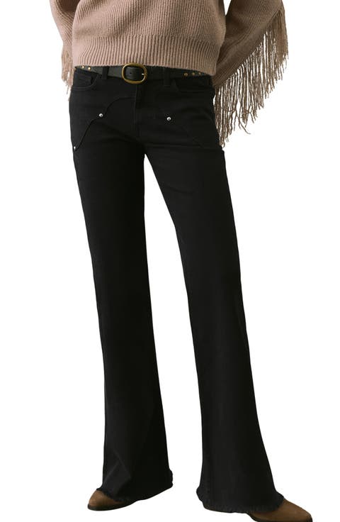 Low Rise Stud Flare Jeans