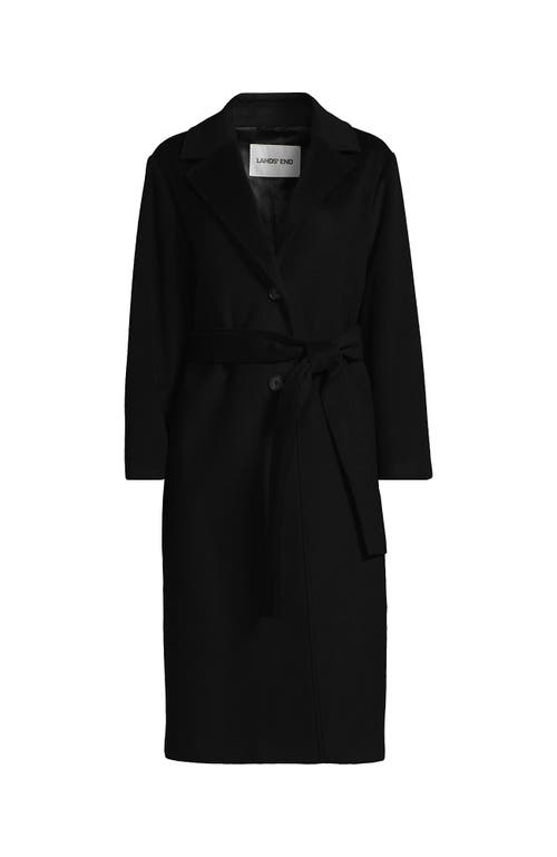 Lands' End Plus Size Wool Wrap Long Coat In Black