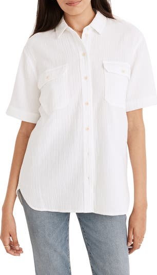 メイドウェル Madewell Lightspun Short-Sleeve Flap-Pocket Shirt レディース シャツ トップス Lig Lightspun Short-Sleeve Flap-Pocket Shirt | Madewell