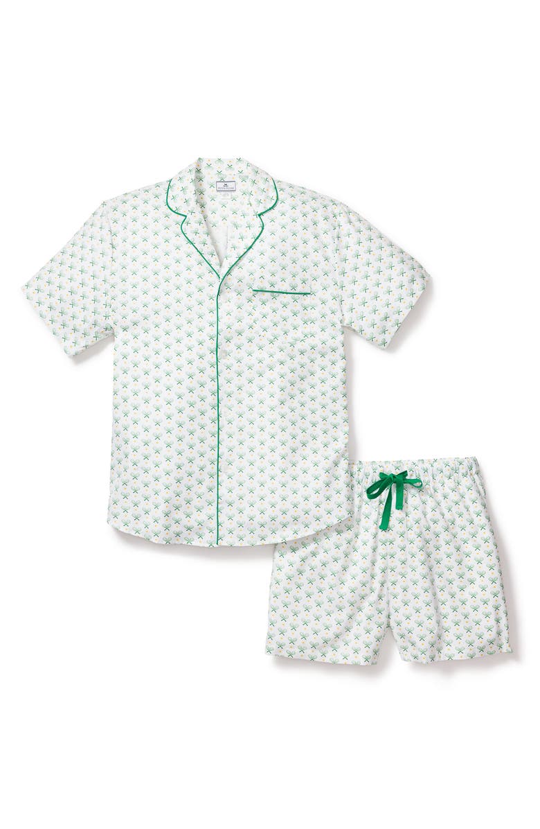 Petite Plume Match Point Cotton Short Pajamas, Main, color, Green