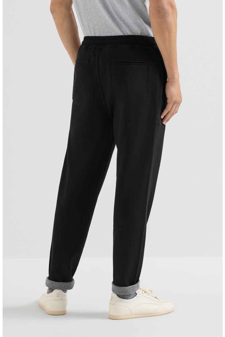 Cotton, cashmere and silk French terry double cloth trousers, Alternate, color, Black