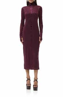 AFRM Shailene Long Sleeve Burnout Velvet Dress